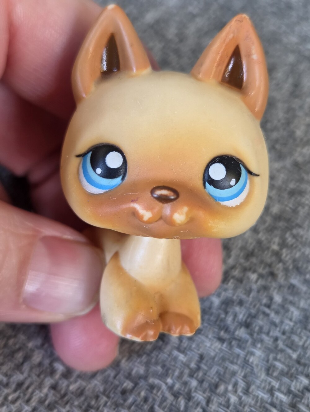 LPS Littlest Pet Shop #212 Brown Tan German Shepherd Dog Blue Dot Eyes